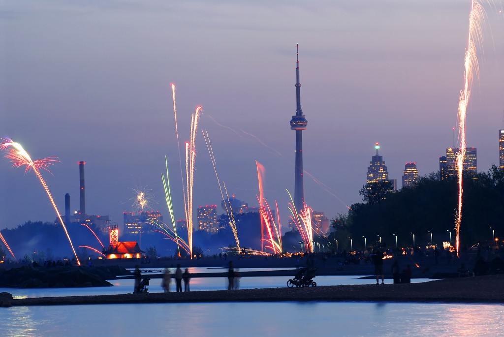 Fireworks display in Toronto view from the Beaches
