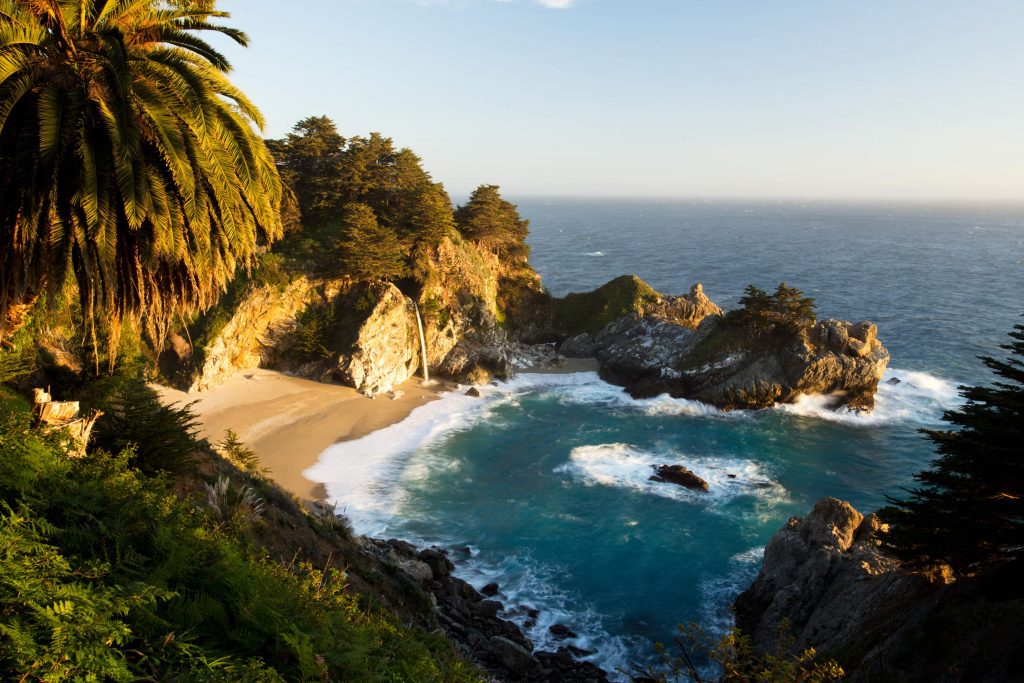 McWay Waterfalls at Beautiful Sunset, Road Number 1, California